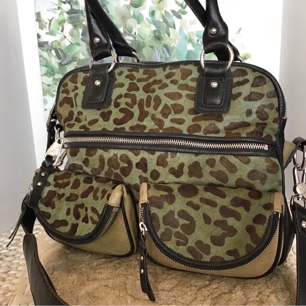 Aimee Kestenberg Green and Black Leopard Satchel - Picture 5 of 11